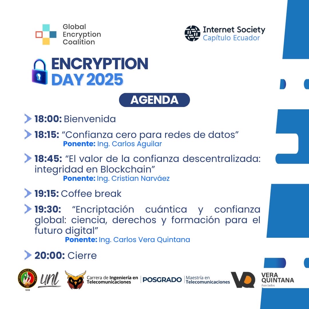 isocec's tweet image. Día Global de la Encriptación Ecuador 2025  
#GlobalEncryptionDay #EncryptTheParrot

@globalencrypt @internetsociety @igfecuador @corpece @unloja