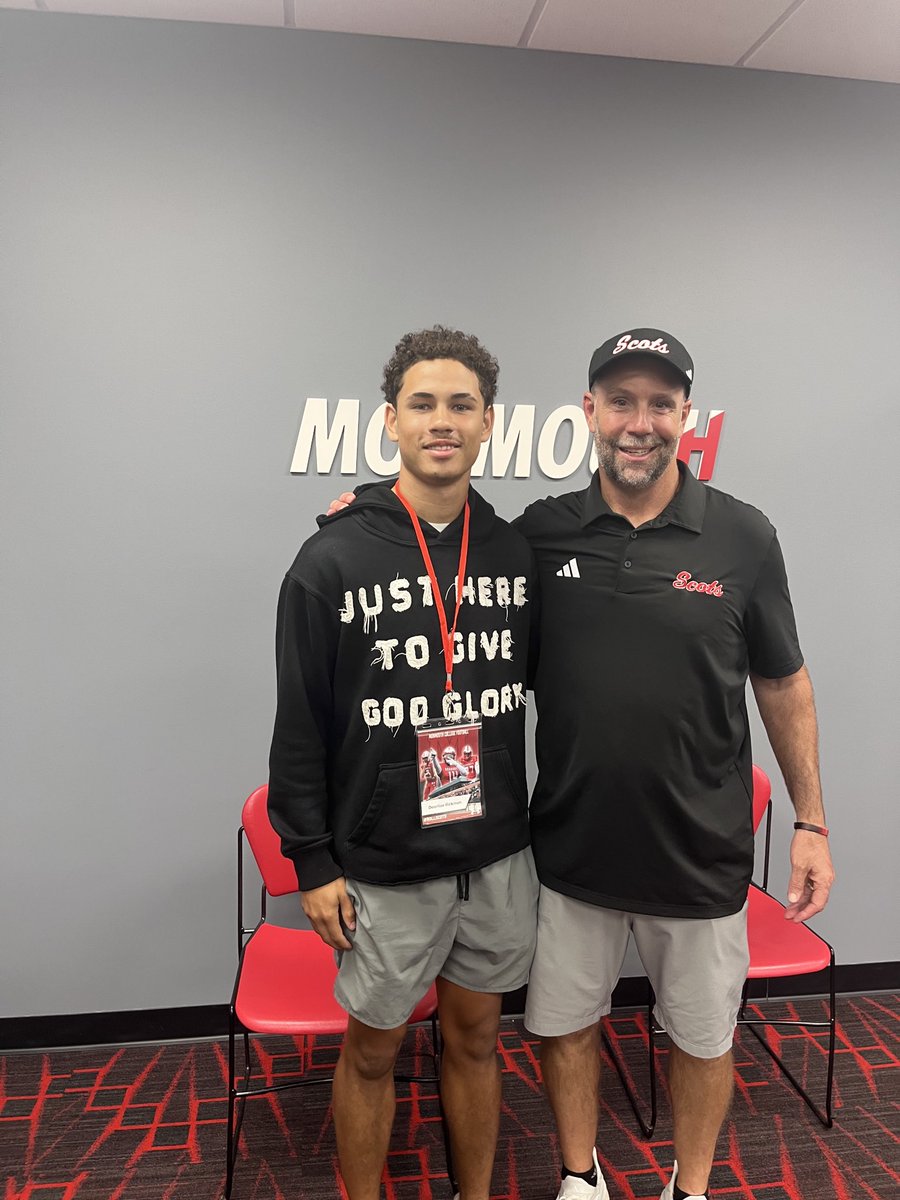 Thank you <a href="/CoachN8Graham/">Nate Graham</a> for the game day visit  &amp; <a href="/MCBraunyBoy/">Chad Braun</a> for taking the time to take a picture with me as well. I had a great time at <a href="/RollScotsFB/">Monmouth College Football</a> !

<a href="/HoltFB/">Holt Football</a> <a href="/NationHolt/">Holt Indian Nation</a> <a href="/RecruitHoltFB/">HOLT FOOTBALL RECRUITING</a> <a href="/EthanPlace8541/">Coach Ethan Place</a> <a href="/EthanPlace8541/">Coach Ethan Place</a> <a href="/6starfootballMO/">Six Star Football | MISSOURI</a> <a href="/MidRecruiting/">Prep “Football” Mid Missouri Recruiting</a> <a href="/PrepRedzoneMO/">Prep Redzone Missouri</a> <a href="/GSV_STL/">Gateway Sports Venue</a>