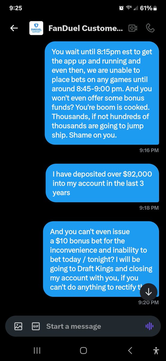 HereForTheOver's tweet photo. @FanDuel_Support They won't even answer me now https://t.co/VAnfNY0vj3
