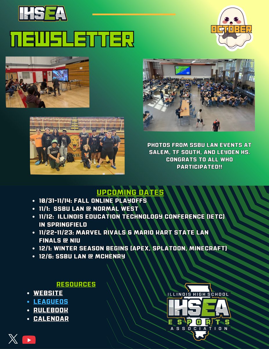 Here at the IHSEA, we are wanting to keep you up to date with all the awesome happenings going on in our league. So we present to you the return of the IHSEA Newsletter! Enjoy and good luck the rest of the Fall season!