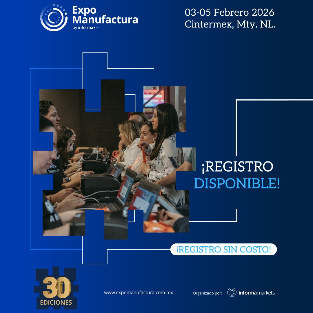 CosmosOnlineB2B's tweet image. 🎉 ¡Registro abierto! 🎉
Sé parte de #EXPOMANUFACTURA 2026, el evento líder de la industria manufacturera
🔹 Conecta con líderes del sector
🔹 Descubre tecnologías y tendencias
👉 Regístrate aquí: expomanufactura.infoexpo.com.mx/2026/ae/web/co…