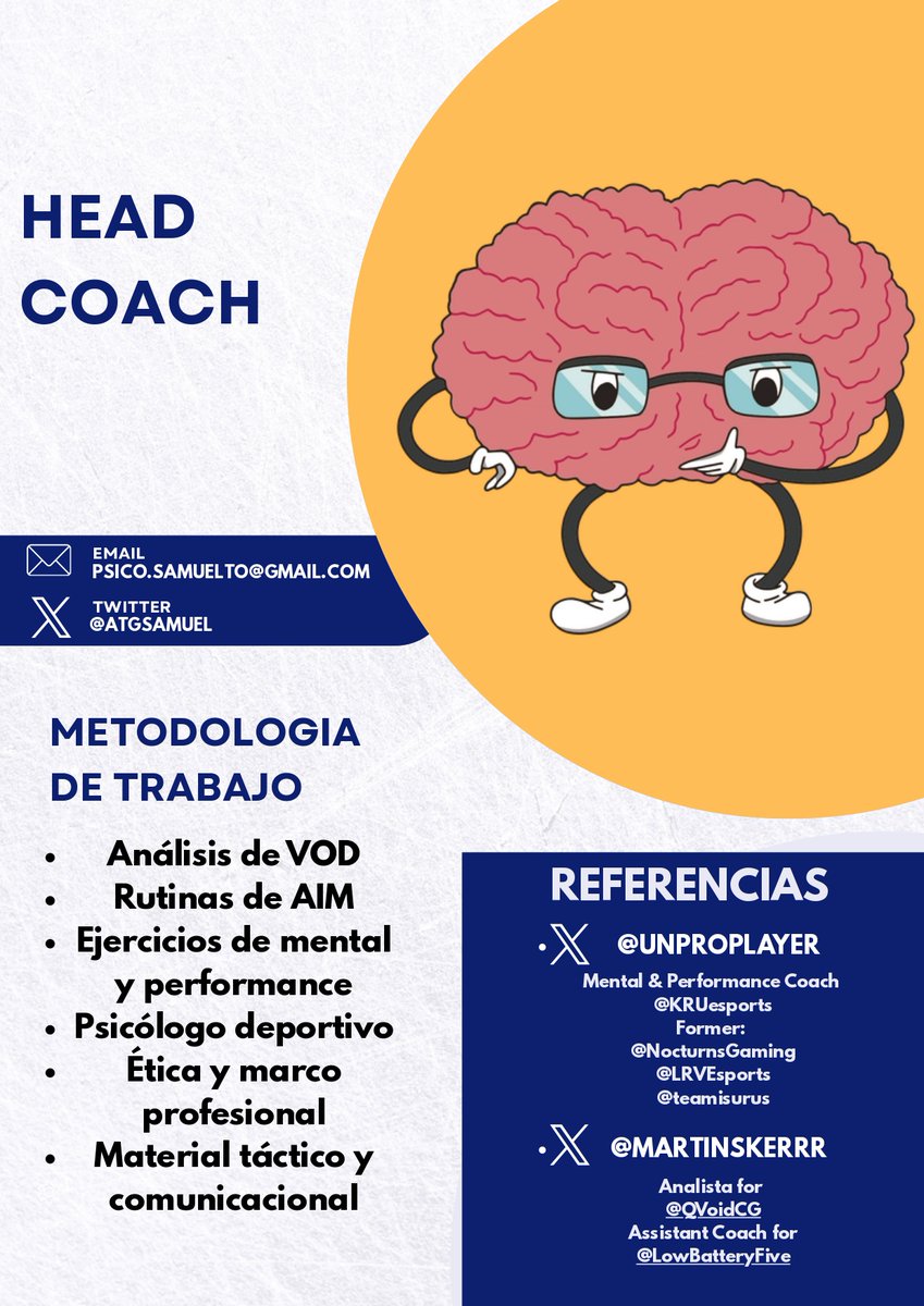 AtgSamuel's tweet image. Ofrezco servicios de psicología deportiva, coach individual/grupal y Headcoach especializada para equipos de Valorant, orientados a potenciar el rendimiento individual y colectivo.