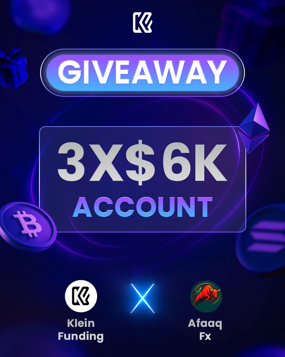 🎁 Giveaway Time 🎁

5 X $6,000 ACCOUNT.

To Participate:

1- Follow <a href="/KleinFunding/">Klein Funding</a>🔥
<a href="/AfaaqFx/">Afaaq Fx</a> <a href="/naantifx/">Karansi Fx</a>  <a href="/tickpip_ninja/">TickPip Ninja</a> 

2-Retweet, Like and Tag 3 Friends (traders)

3- Join our Discord Channel: discord.com/invite/RtnKYDn…

👉Visit these pages
<a href="/fundedchemist/">Hafeez Rohaila</a> 
<a href="/Hunter_Fx1/">𝔹𝕚𝕘 ℍ𝕦𝕟𝕥𝕖𝕣 🏹</a> 
<a href="/skyshark0/">hakeem⚡</a>