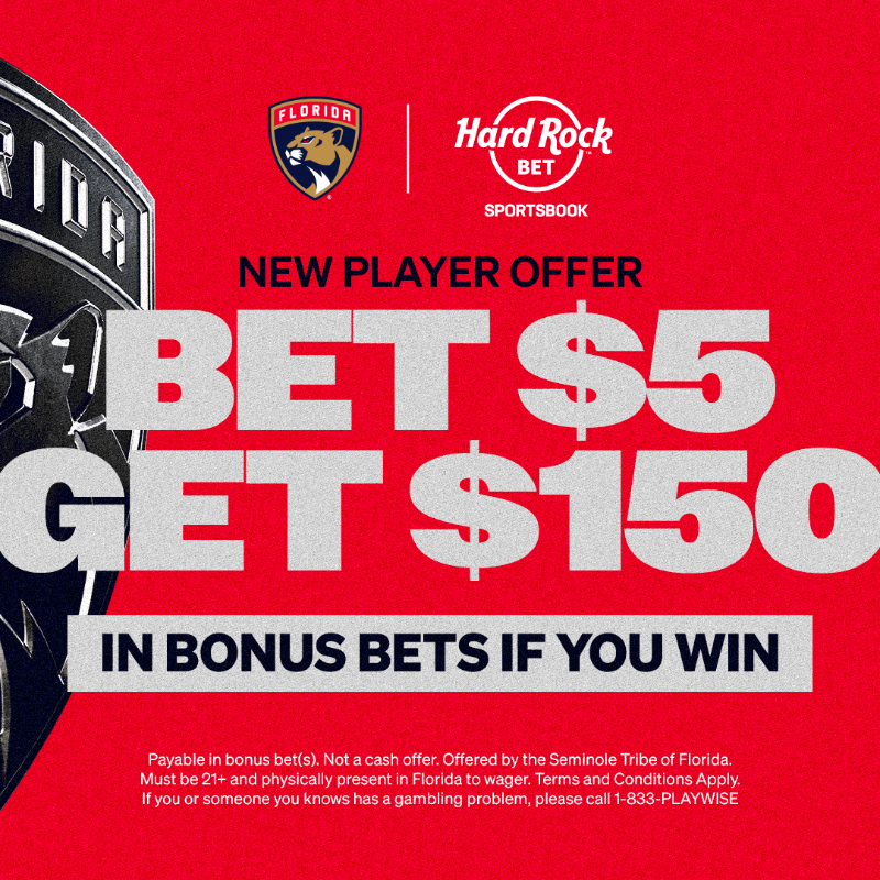 FlaPanthers's tweet photo. Get your special new player bonus offer on Hard Rock Bet now! 🤩
