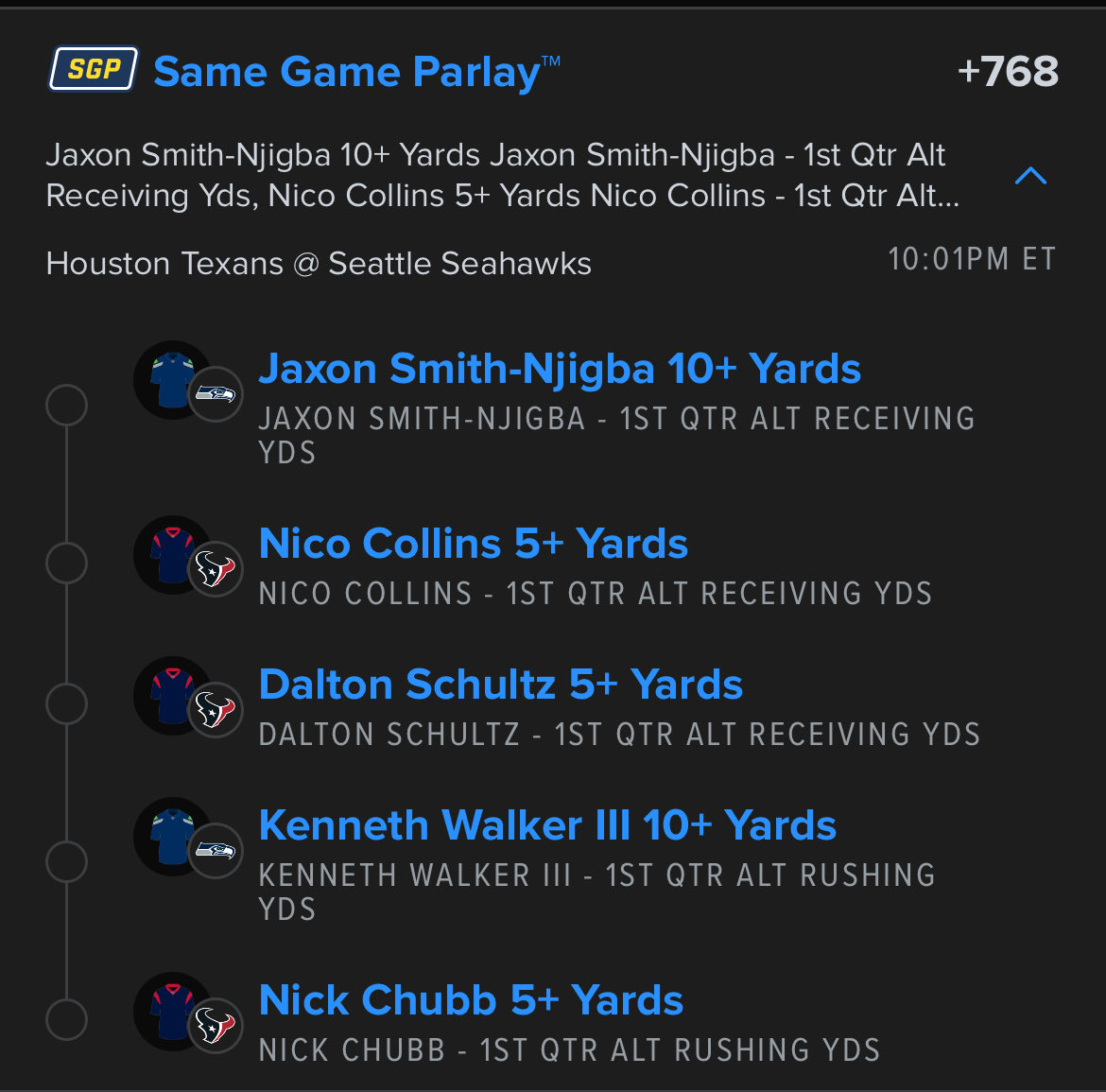 Seahawks Texans 1st Quarter 🏈

Check out my bet on FanDuel Sportsbook! 
 account.sportsbook.fanduel.com/sportsbook/add…