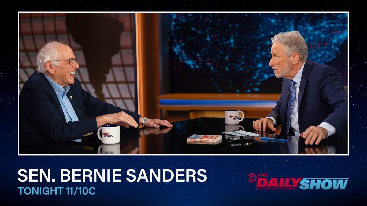 TONIGHT: Sen. <a href="/BernieSanders/">Bernie Sanders</a> sits down with Jon Stewart to discuss his latest book, “Fight Oligarchy”