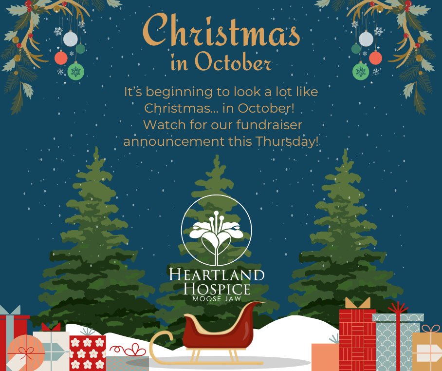 Heartland Hospice Moose Jaw is celebrating Christmas in October!

We’re kicking off the season of giving a little early this year with a fundraiser launching this Thursday.

Join us in spreading warmth, kindness, and holiday spirit- stay tuned!