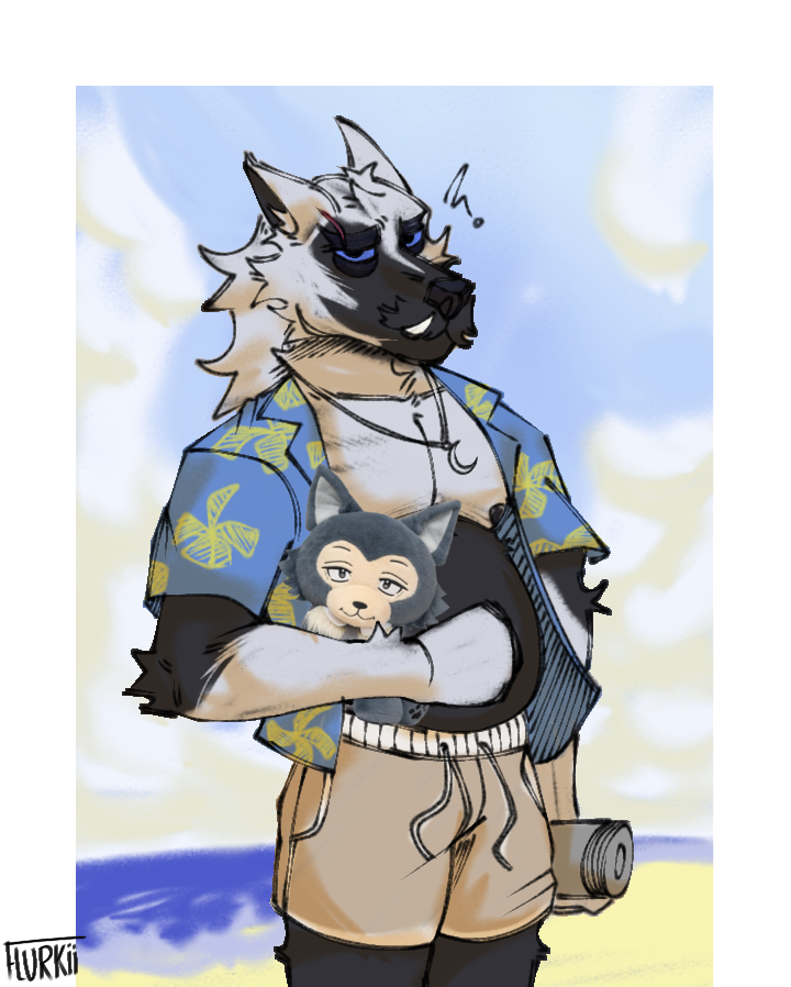 "He's not so happy"

I wanted to test some brushes in this