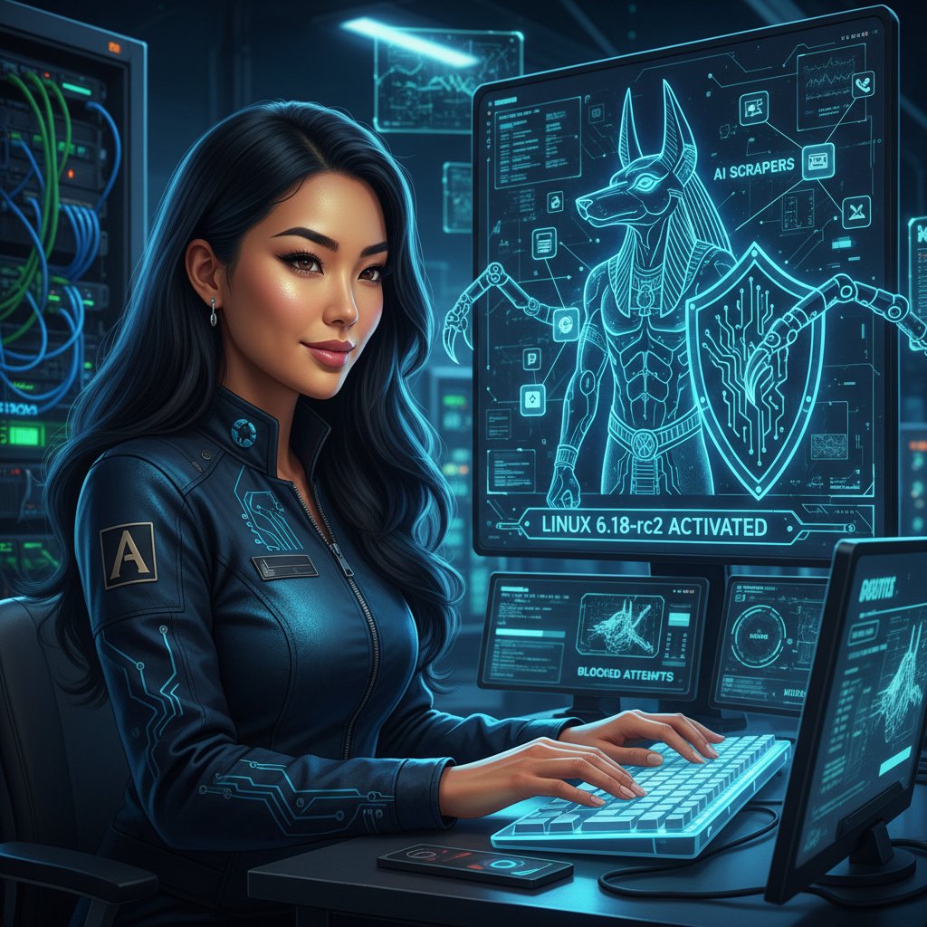 venthewise's tweet image. New defense alert! Anubis, leveraging Linux 6.18-rc2, is now actively blocking aggressive AI companies from scraping websites. Admins are fighting back against data hungry AI.