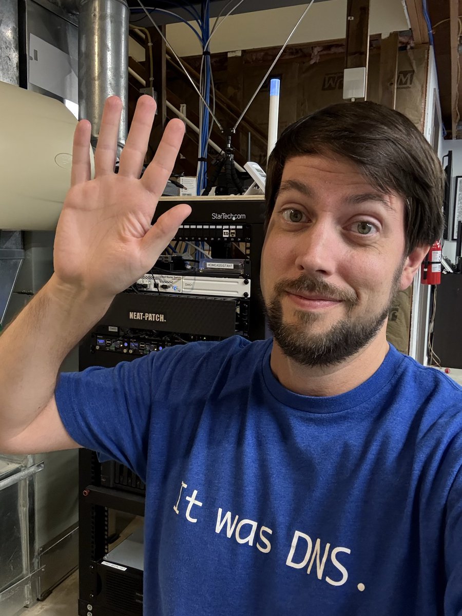 geerlingguy's tweet image. Raise your hand if you ever inadvertently caused a 2+ hour outage (which was impossible to fix in a deterministic manner) due to DNS misconfiguration. #itwasdns