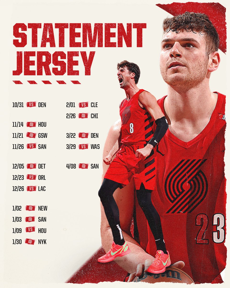 our Statement Jersey schedule for the 25-26 season🔥 