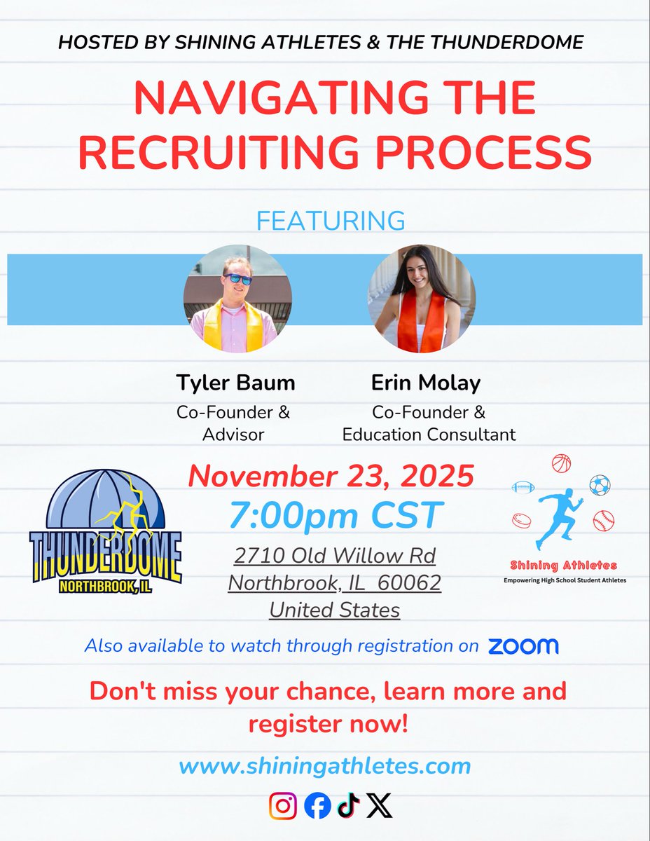 ShiningAthletes's tweet photo. 🎤OUR FIRST LIVE EVENT‼️ 

A FREE interactive panel designed to help families understand the recruiting process, including timelines and what coaches really look for!

We hope you join us and gain insight on how you can take charge of the journey with confidence 🗣️📝 https://t.co/7SsvI2haWR