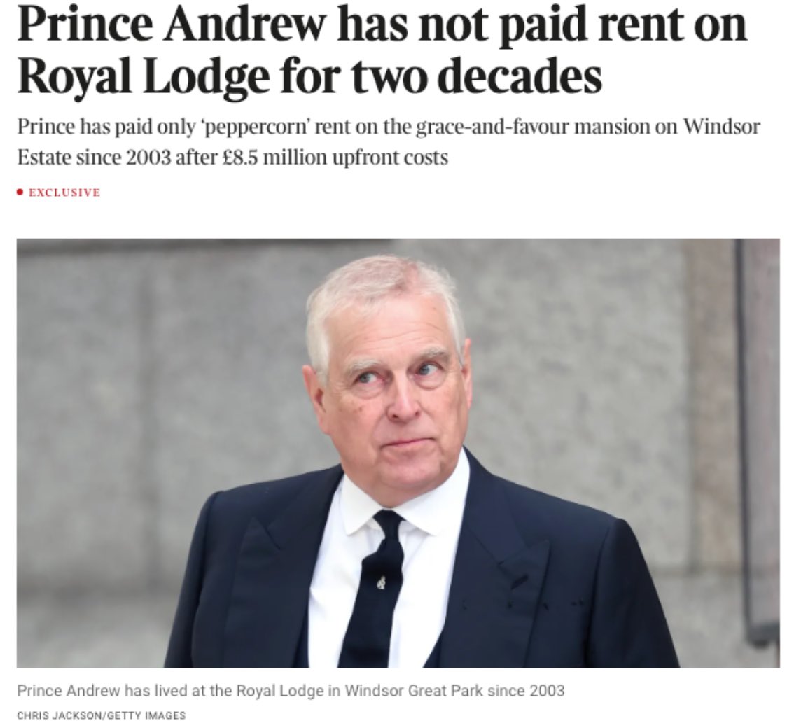 The RF is not punishing Andrew. They’re just protecting the monarchy. 

Frogmore cottage which Prince Harry and Meghan spent millions to renovate, was taking from them by Charles who proudly leaked his vile betrayal to the vapid UK media.

While Andrew live large w/o paying rent.