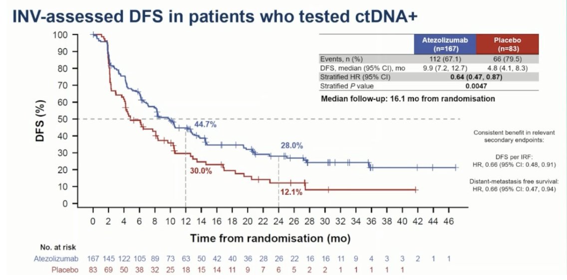 urotoday's tweet image. #IMvigor011: A phase 3 trial of ctDNA-guided adjuvant atezolizumab vs pbo in #MIBC. Presentation by @tompowles1 @QMBCI. #ESMO25 written coverage by @zklaassen_md @GACancerCenter &amp;gt; bit.ly/477HEoc @myESMO