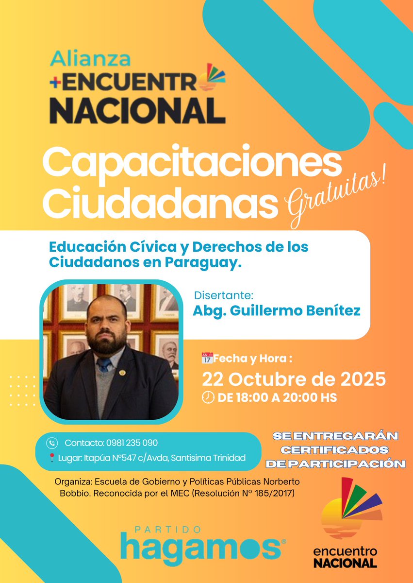 Te invitamos a participar de esta capacitacion gratuita que organiza la Alianza Encuentro Nacional para toda la ciudadania.  Será este miércoles 22 de octubre desde las 18:00 hs.  No faltes!!