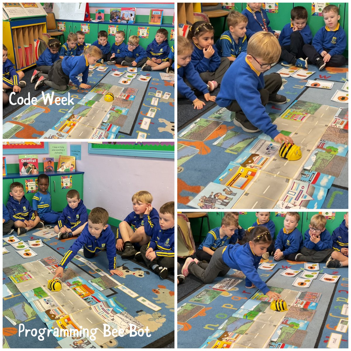 Year1CTK's tweet image. We celebrated Code Week @CodeWeekEU @ChristtheKingPS in Year 1 this week. We created algorithms to help Beet Bot go on a Bear Hunt, just like the family in the story. We also completed a little challenge in pairs using the Bee Bot app on the iPads. We had lots of fun.