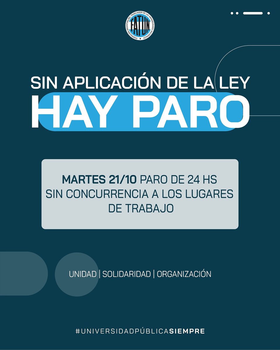 Ante el incumplimiento por parte del Poder Ejecutivo Nacional de promulgar la Ley de Financiamiento Universitario en el Boletín Oficial y dar cumplimiento a la misma, las/os trabajadoras/es nucleados en la Federación Argentina del Trabajador de las Universidades Nacionales