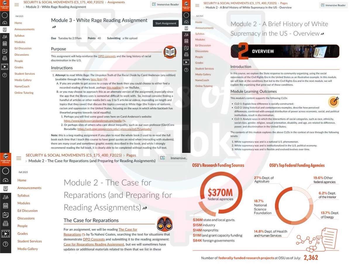libsoftiktok's tweet image. SCOOP: Oregon State University (@OregonState) is reportedly requiring students complete a computer science class centered around “White Supremacy.”
The class features reading assignments using woke books such as “White Rage” and “The Case for Reparations.” It also features an…