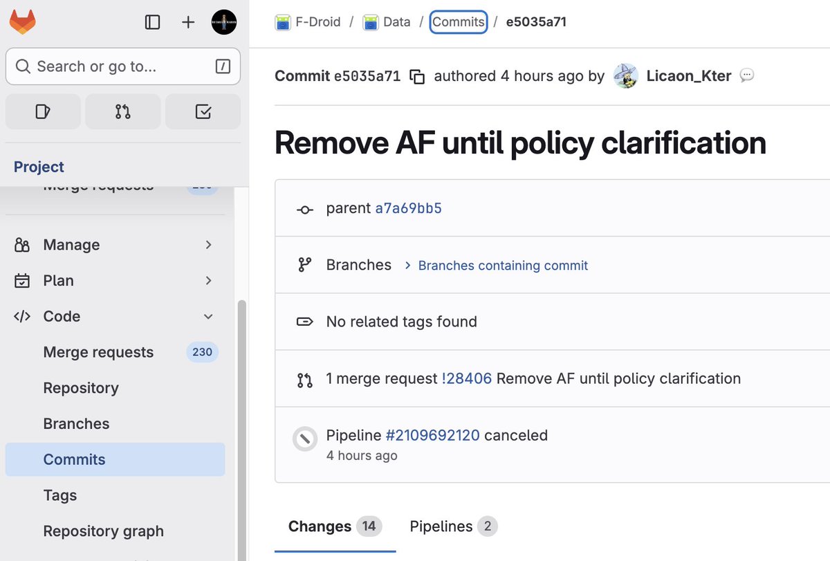 LundukeJournal's tweet image. Less than 2 hours after this story was published by The Lunduke Journal, F-Droid removed the "NSFW" branding of Bible related Apps "until policy clarification".
gitlab.com/fdroid/fdroidd…