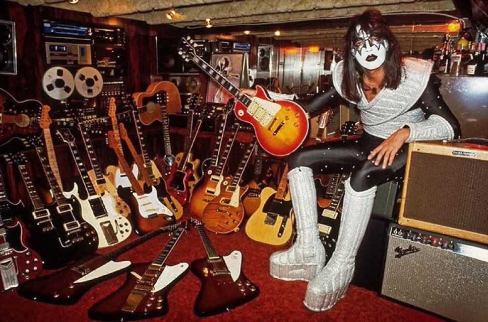 Ace Frehley and his guitar collection (1978)