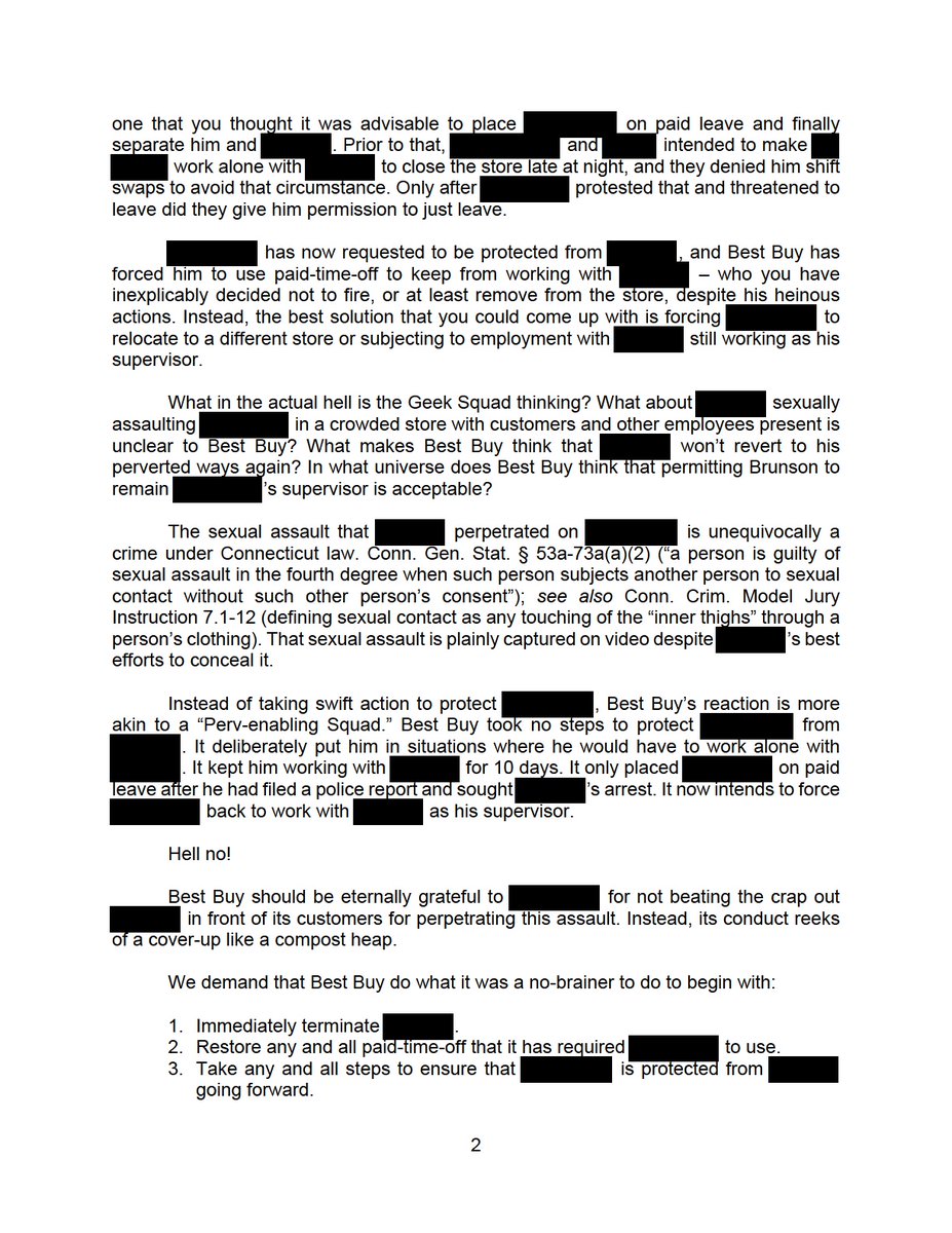 camlatkinson's tweet photo. Not often that I get to send demand letters, but @BestBuy is trying to sweep a gay sexual assault under the rug. If a man did this to a woman and the video evidence was this clear, he'd have been terminated before you could say "Perv-Enabling Squad." https://t.co/scXTJwK9h6