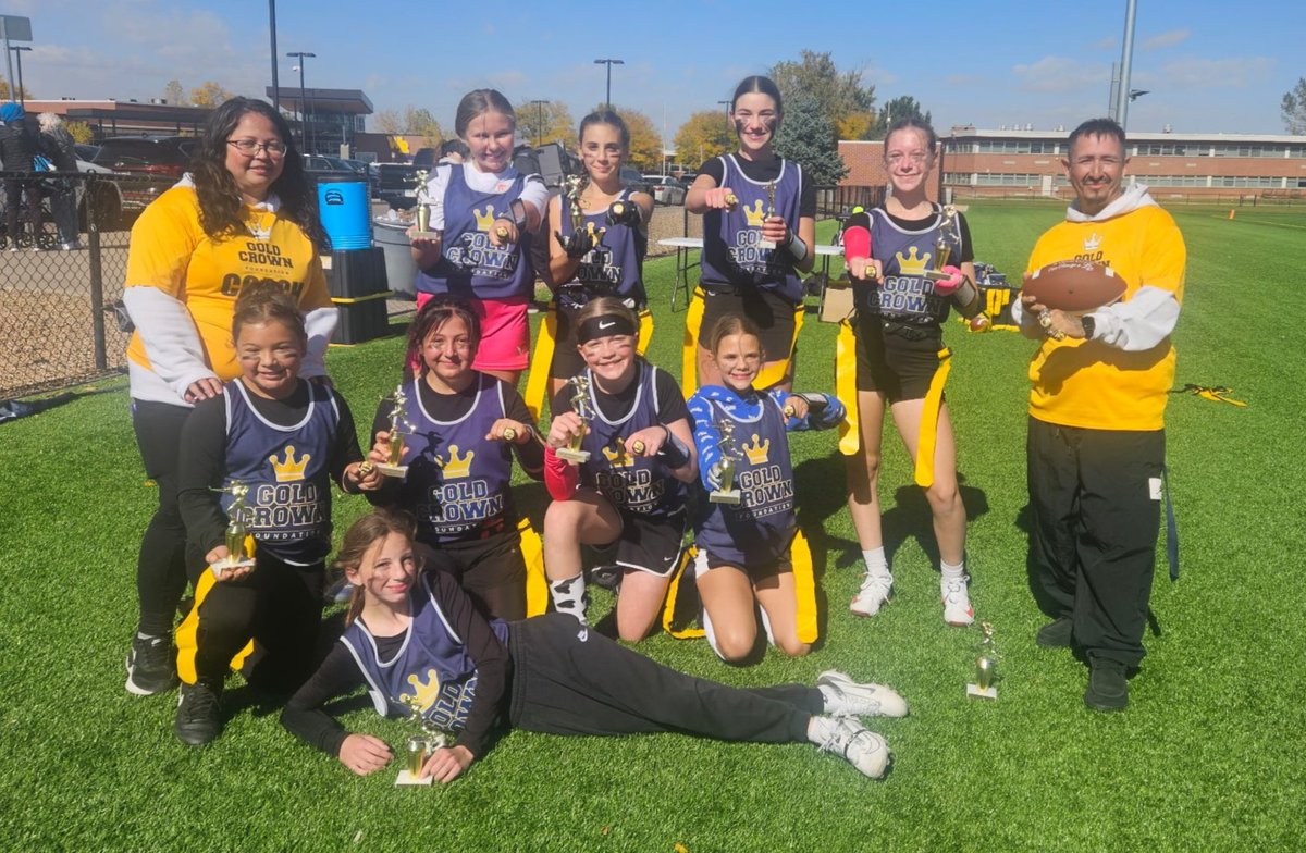 GoldCrownCO's tweet image. 🏈👑 Our 2025 Girls Flag Football Fall League wrapped up after an incredible season of growth, teamwork &amp;amp; competition!

Congrats to our Champs:
🏆 3rd–5th: The Dragons
🏆 6th–8th: Team 4 Matt

Thanks to everyone for a great season!

#GoldCrownGirls #GirlsFlagFootball