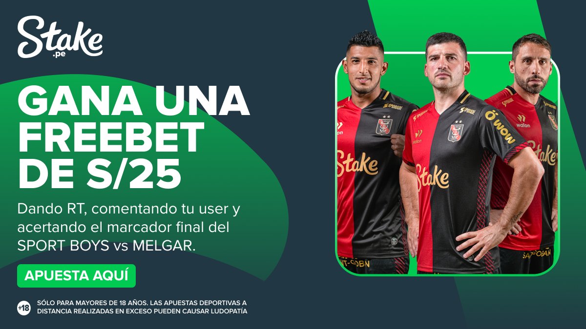 PeruStake's tweet image. #MelgarSpecial 🔴⚫️

Sport Boys 🆚 Melgar 💥 Disfrútalo con #Stake.

Por eso, regalaremos una freebet de S/25 💸 a un Staker aleatorio que de RT, comente su usuario y acierte el marcador final del partido 🎯

Apuesta aquí ➡️ bit.ly/499CkmX