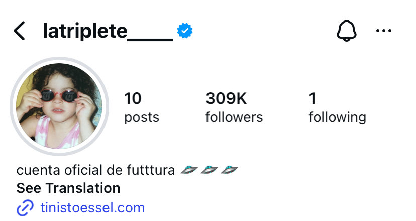 La cuenta secundaria de Tini (latriplete___) va a ser cuenta oficial sobre futttura y ya está verificada! 

#FUTTTURA