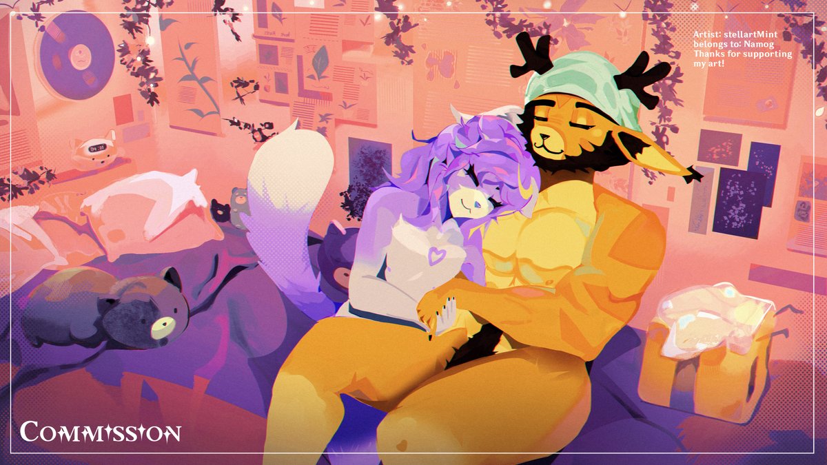 comission for <a href="/Namogarts/">Namog 🔜 WAFF</a> &amp; <a href="/electrixocket/">Norangcha 🔞 🦋electrixocket🦋🔜Adelaide Nova</a> 

:'3 i rlly had fun drawing your characters again!! they look so cute together! #furry #art ✨