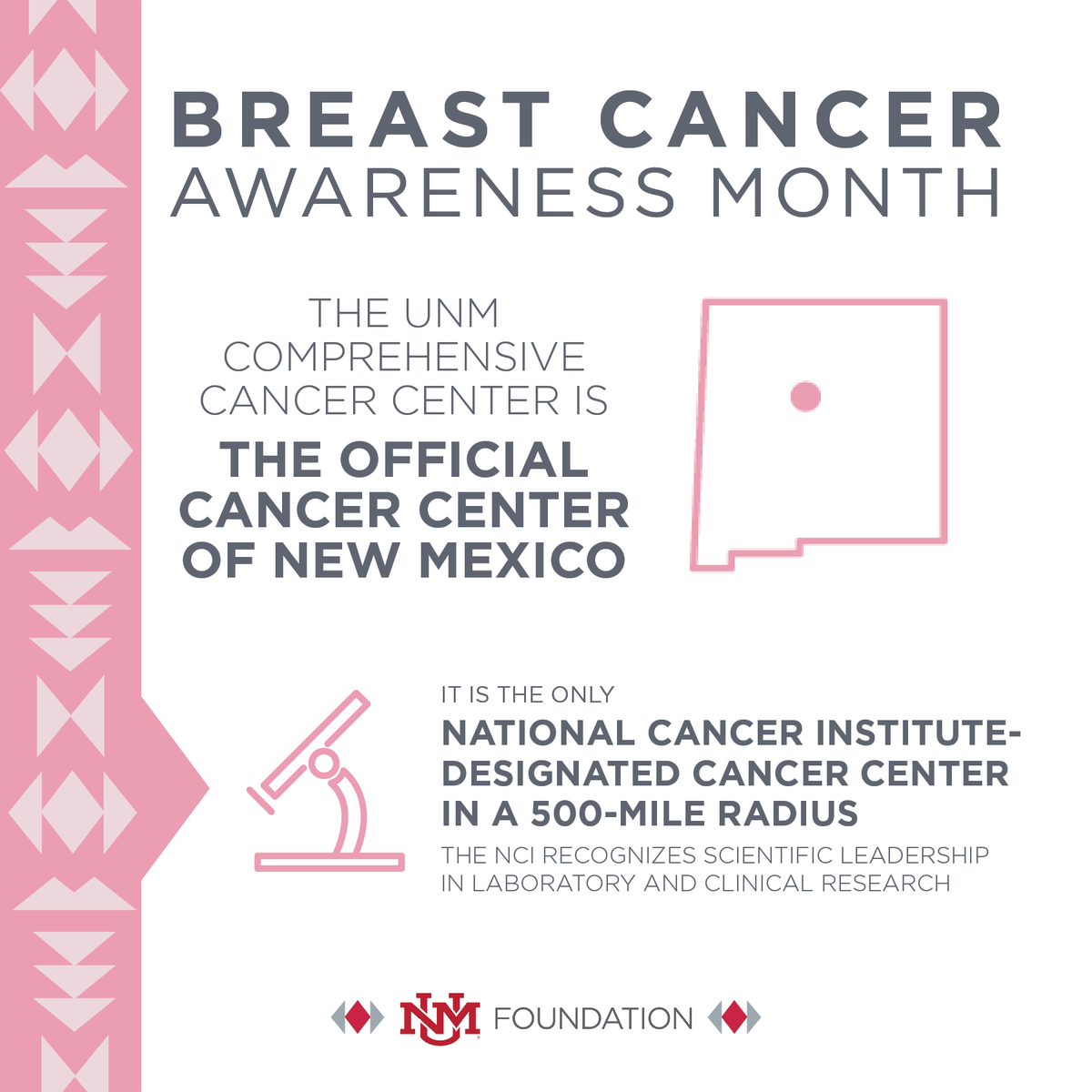 October is #BreastCancerAwarenessMonth.

Support the Breast Cancer Research Fund and help power research at the UNM Comprehensive Cancer Center that drives new discoveries and hope. 💗

Support breast cancer research today: unmfund.co/bcf