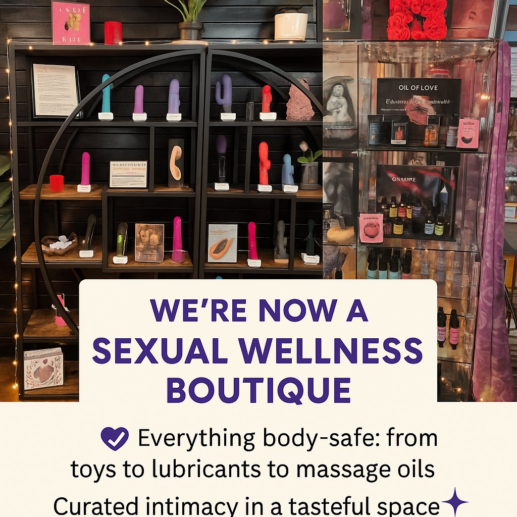 shadesoflovetx's tweet image. We’re now a **Sexual Wellness Boutique** 💜  
Every toy, oil &amp;amp; lube is body-safe, curated with care.  
Come explore the safe side of sexy.  
#SexualWellness #BodySafe #ShadesOfLove