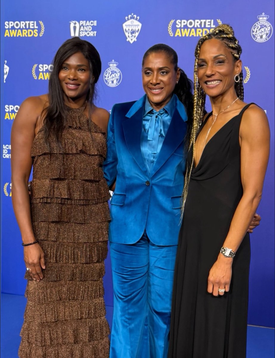 The 3 fastest Frenchwomen ever in Monaco tonight for the <a href="/sportel_awards/">SPORTEL AWARDS</a> 
🟤 Muriel Hurtis
🔵 Marie-José Pérec
⚫️ Christine Arron