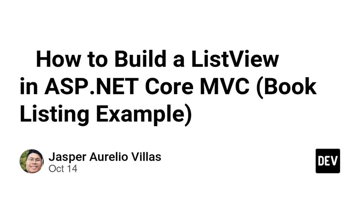 dotnet's tweet image. Building a ListView in ASP .NET Core MVC?
This msft.it/6019s4H5x article walks us through creating a book listing example with clean, reusable code. Learn how to structure your views, controllers, and models (cont) msft.it/l/6019sCJt5