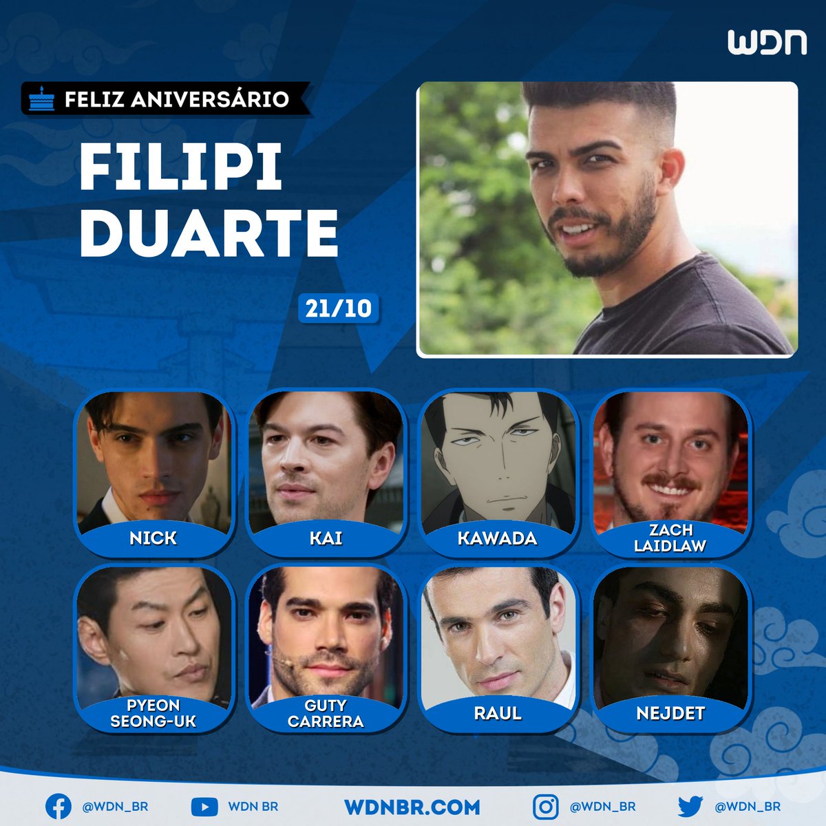 Voz do Nick em Minha Culpa e do Kai em Chicago Med, hoje é aniversário do incrível dublador Filipi Duarte! Desejamos um dia cheio de comemorações e inúmeras realizações para esse ótimo ator de voz! 🎂🎁🎊🥳