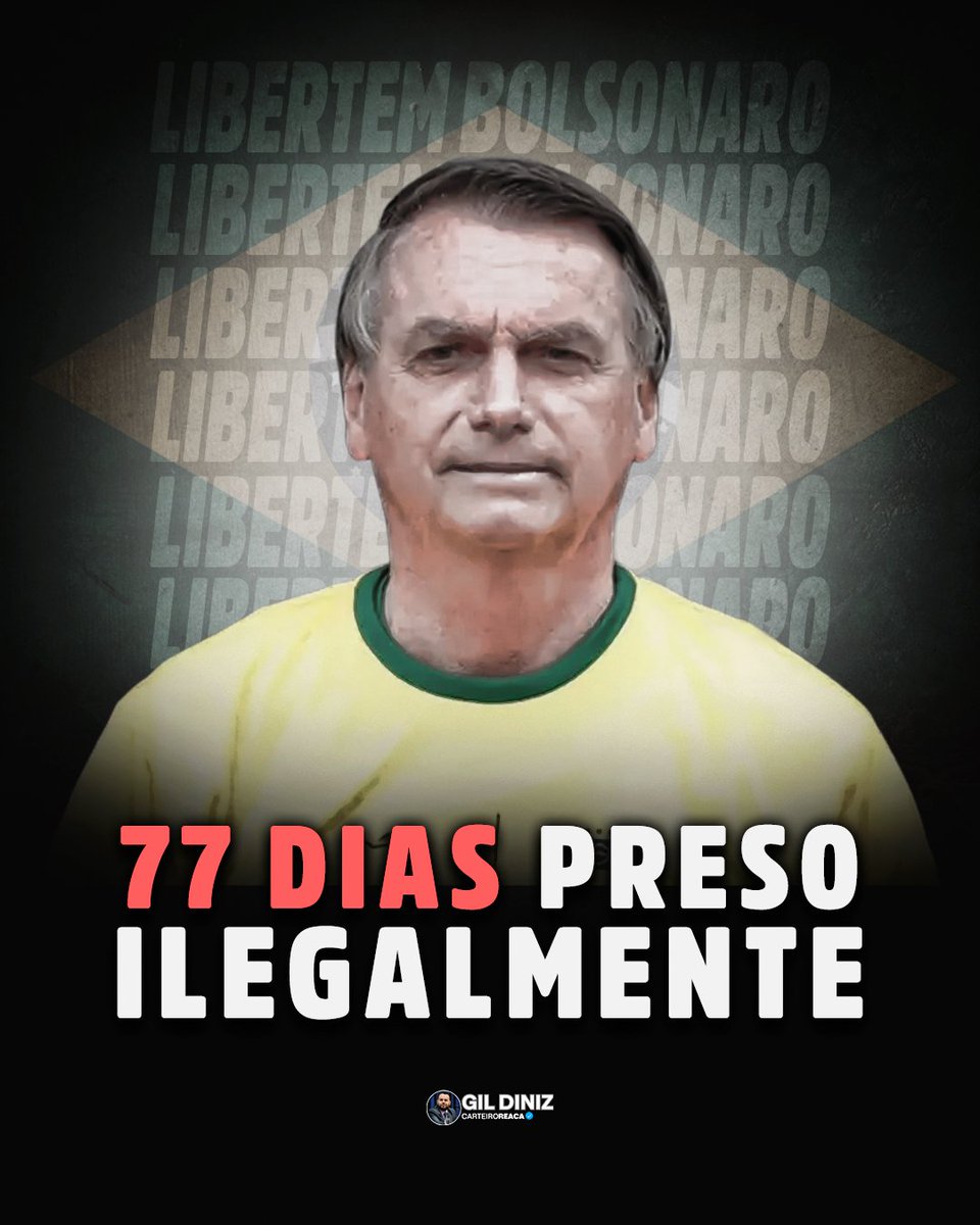 carteiroreaca's tweet image. 77 DIAS PRESO ILEGALMENTE!

LIBERTEM BOLSONARO!
LIBERTEM OS PRESOS POLÍTICOS!