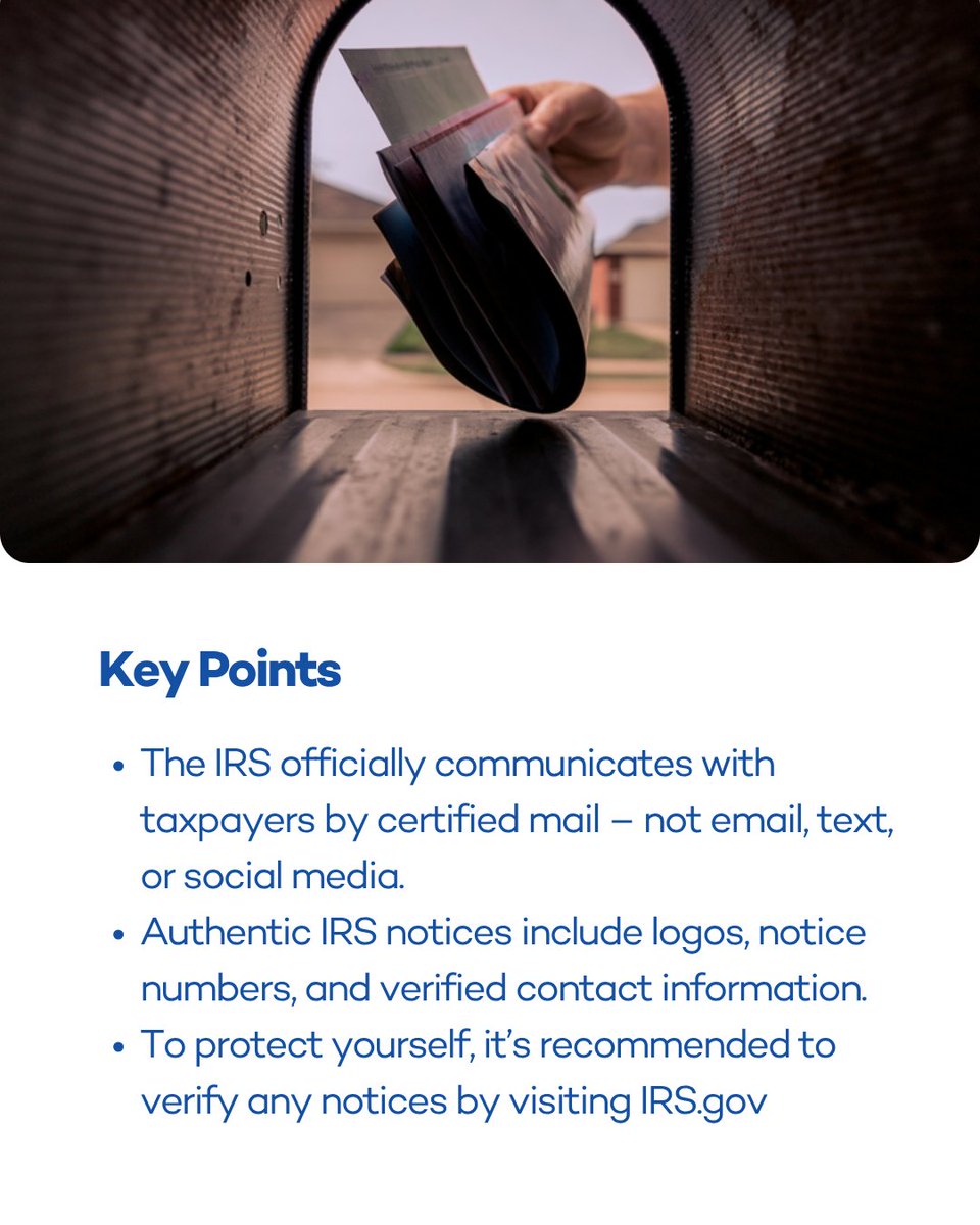 TaxRise's tweet image. Receiving tax notices in the mail? Here&apos;s how to identify official IRS communication and verify their legitimacy. Read our blog to learn more.

#taxtips #taxrelief #IRSresolution