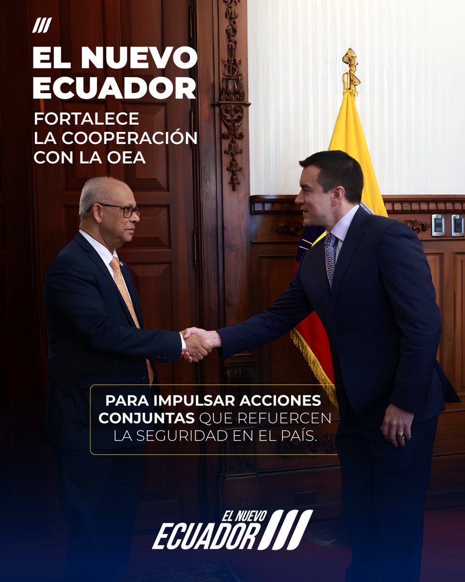 Ecuador fortalece la cooperación internacional en materia de seguridad, con la suscripción de un Memorando de Entendimiento.

✅️ Asistencia técnica y desarrollo de proyectos de la OEA en el Ecuador.
✅️ Fortalecimiento de los sistemas de inteligencia e investigación penal.
