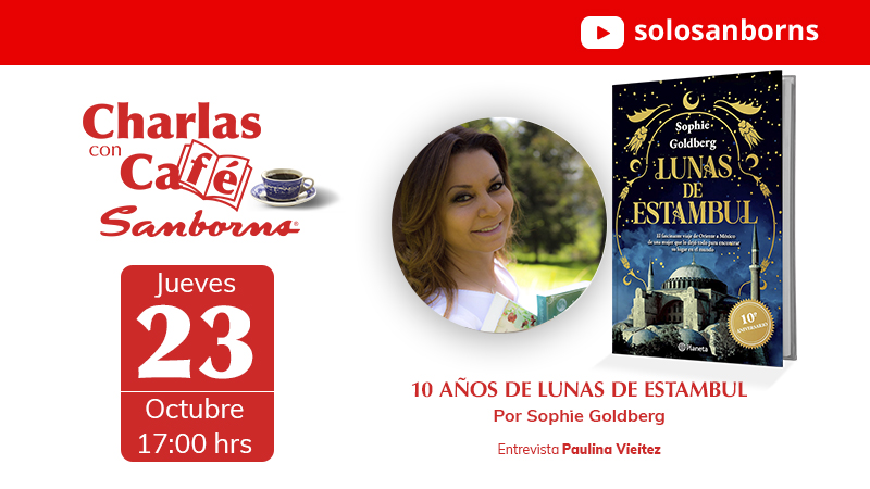 #CharlasConCafé recibe a <a href="/lapauliv/">Paulina Vieitez</a> junto a Sophie Goldberg, autora de Lunas de Estambul. Edición aniversario (10 años).

Una historia sobre raíces, amor y resiliencia que celebra la fuerza de las mujeres que se reinventan lejos de casa. 🇹🇷💫

📅 23 de octubre – 🕔 17:00 hrs
📍 En