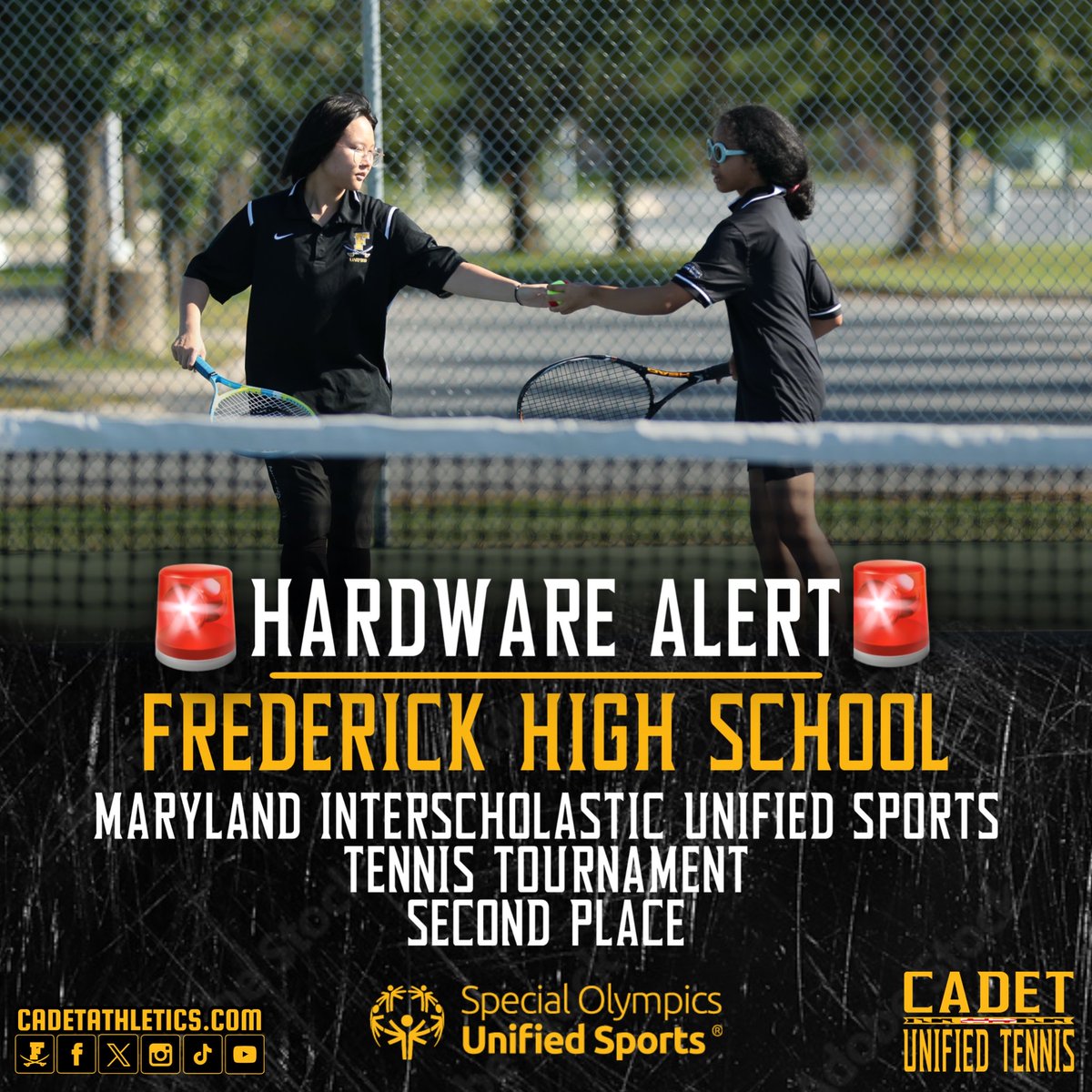 Frederick High School Cadet Athletics (@cadetathletics) on Twitter photo 🚨🥈Cadetathletics.com Hardware Alert
🎾 The Cadets are heading to STATES!
Frederick placed 2nd in their division at today’s <a href="/SpOlympicsMD/">Special Olympics Maryland</a> Unified Tennis District Tournament at Baker Park, earning silver and a trip to the State Tournament on Nov. 12 in College Park! 🚨🥈Cadetathletics.com Hardware Alert
🎾 The Cadets are heading to STATES!
Frederick placed 2nd in their division at today’s <a href="/SpOlympicsMD/">Special Olympics Maryland</a> Unified Tennis District Tournament at Baker Park, earning silver and a trip to the State Tournament on Nov. 12 in College Park!