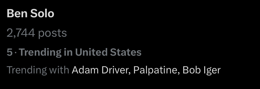 Ben Solo trending at #5 

#TheHuntForBenSolo