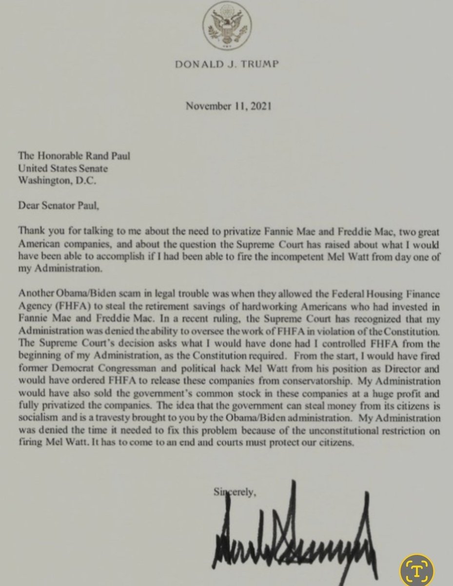 <a href="/pulte/">Pulte</a> Come on this was during his first term.

Read the letter Pulte 

He stated
 his administration was DENIED the ability to oversee the work of FHFA in violation of the constitution.
