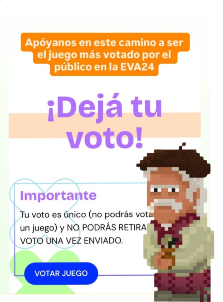 ¡Apoyanos con tu voto para el premio a Mejor Juego del Público de #EVA2025! 🧉🔥
play.expoeva.com/juegos-compete…