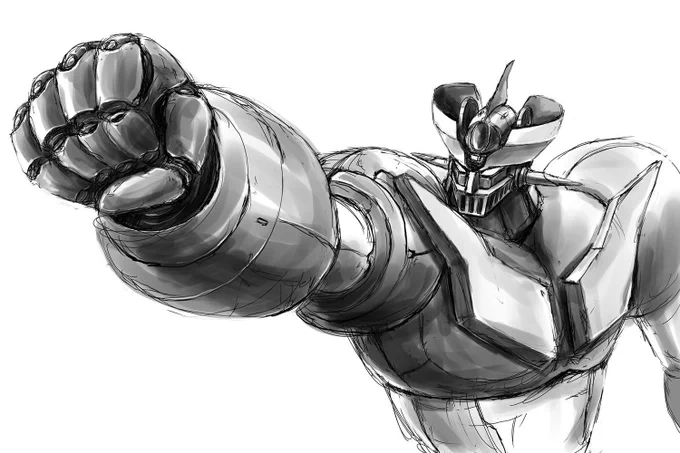 #上手いとか下手とかそういうのは関係なく自分が気に入っている絵 #マジンガーZ アニパロだとこれか?