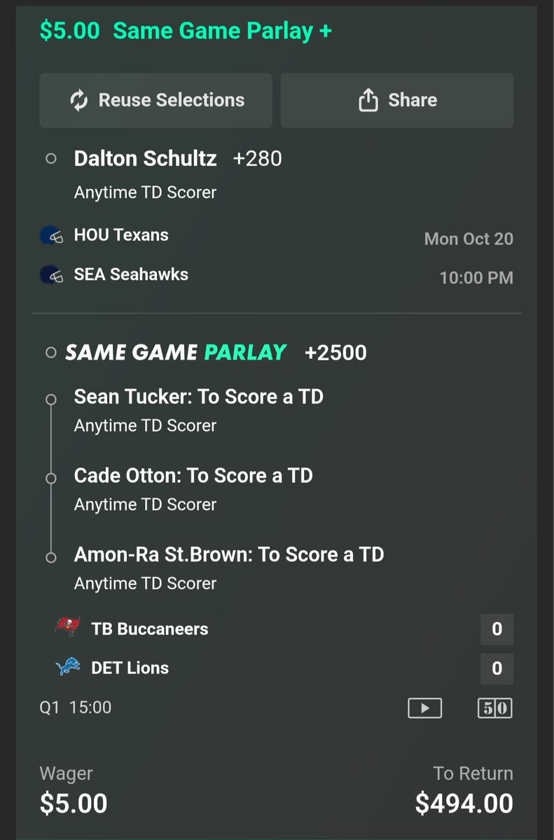 MNF ATD parlay.