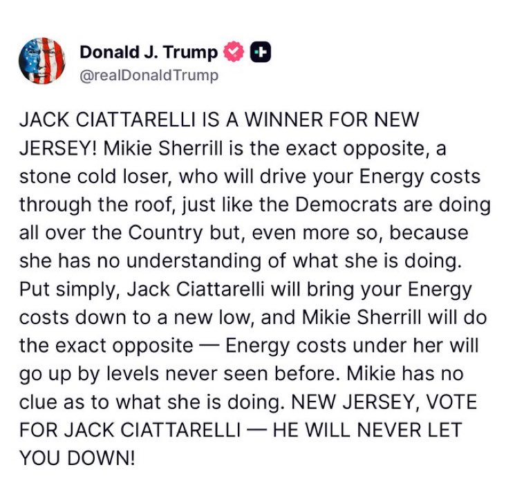 🚨 “JACK CIATTARELLI IS A WINNER FOR NEW JERSEY”

Flip it RED!