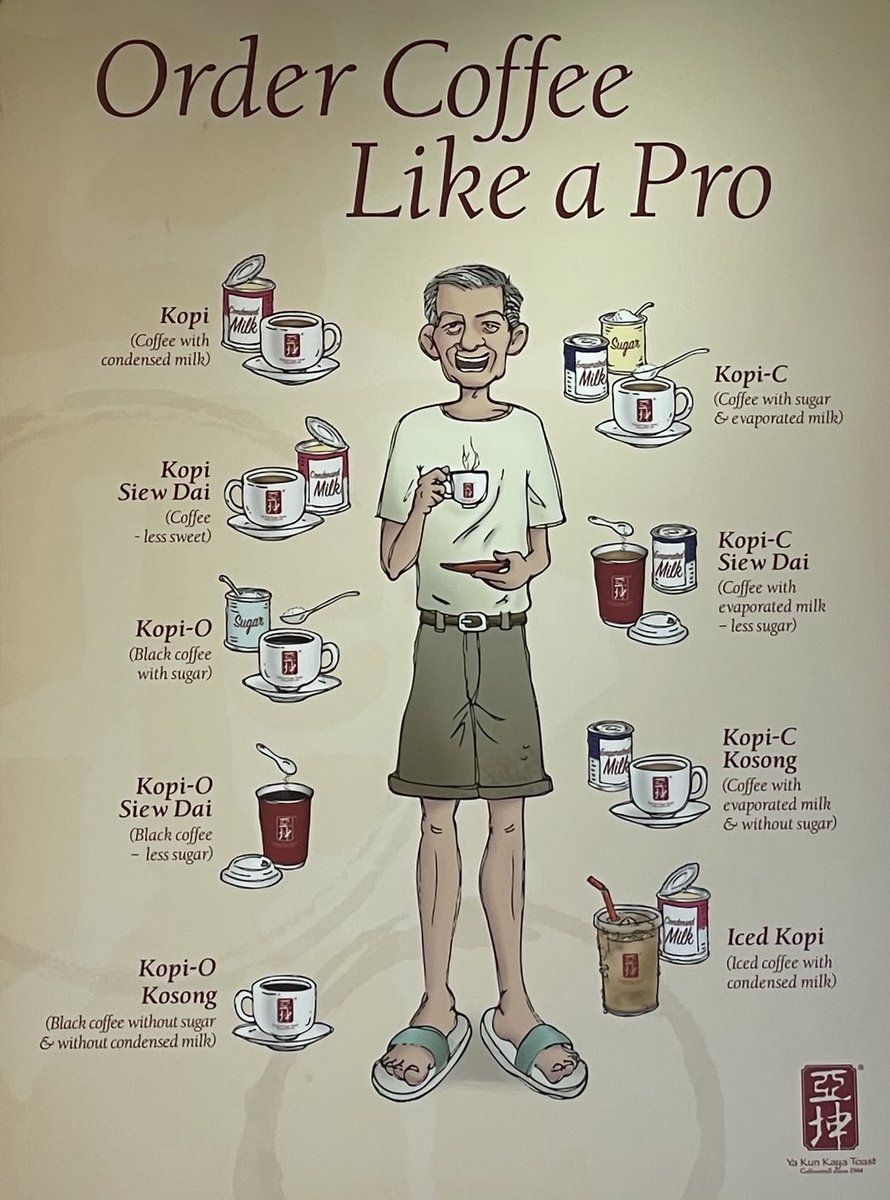 I’m not a coffee guy, but I’m told this drawing looks like me 🤭.

Anyway, while in #Singapore 🇸🇬 I’ve been enjoying a cup of #Kopi-C Siew Dai ☕️ every morning with my #Kaya Toast (thin toast with 🥥 coconut jam) and eggs (🥚barely boiled, ultra runny with soy sauce &amp; pepper).