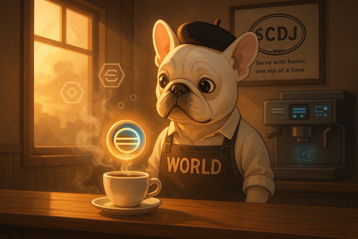 kyyk1122's tweet photo. ☕✨ Morning Ritual at Café de Job
Before the world wakes up, CDJ brews more than coffee, he brews connection.
The first sip, blessed by the Worldcoin orb, powers the day of the verified.
🪙 $CDJ — Serve with honor, one sip at a time.
#CryptoCafe #Worldcoin #Web3 #CDJ #CryptoCommunity #DSP #BURN
