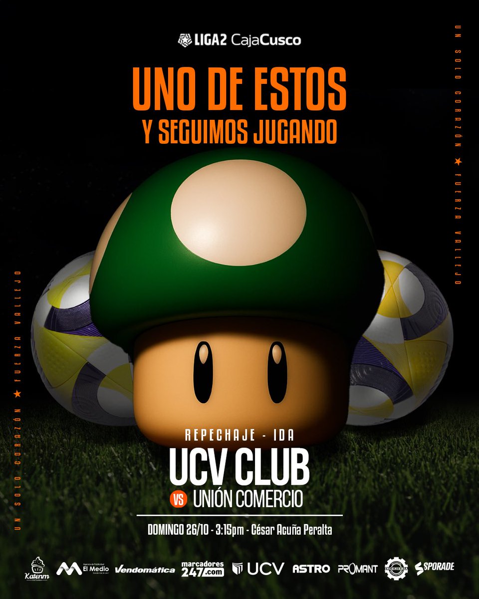 clubucv's tweet photo. 🚨 𝙀𝙇 𝙅𝙐𝙀𝙂𝙊 𝘼Ú𝙉 𝙉𝙊 𝙏𝙀𝙍𝙈𝙄𝙉𝘼 🚨
🆚 #UnionComercio
⌚ 15:15 p.m
🏆: @liga2.oficial - Repechaje / Ida
#VallejoEsTrujillo 🟠🔵🟠 https://t.co/ZlfH2cKGOg
