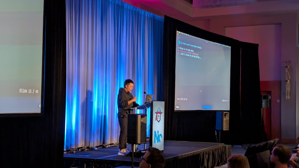 Nartc1410's tweet image. NG Conf 2025 is a wrap! 

It was an honor to present @angular and @threejs on the stage of ngconf. It’s also a blast to finally meet @Enea_Jahollari, my ngxtension partner in crime 🥹

Also, I live coded with @neovim_btw 😬

Photo courtesy of JVA