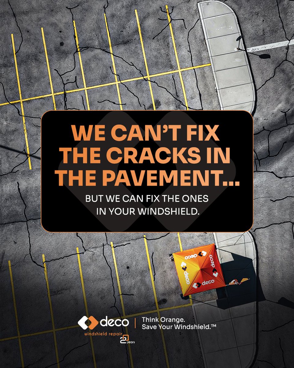 Some cracks are here to stay (sorry, parking lot). 😅
But when it comes to your windshield, we’ve got you covered. Fast, reliable, and right where you need us, look for the orange tent! 🚘🧡

Think Orange. Save Your Windshield.™
